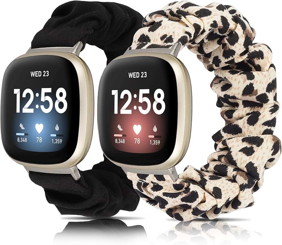 Wearlizer Compatible with Fitbit Versa 4/ Versa 3/ Sense 2/ Sense Strap for Women, Scrunchie Bands Stretchy Bracelets Elastic Breathable Wristbands Replacement Strap for Versa 4/ Sense 2 Smartwatch