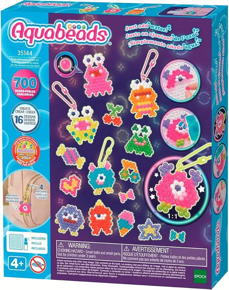 Aquabeads - 35144 Crazy Monster Craft Set, Water Beads Craft Set for Children from 4 Years, Craft Beads, Pendants, Child Safe, No Ironing, No Gluing Required