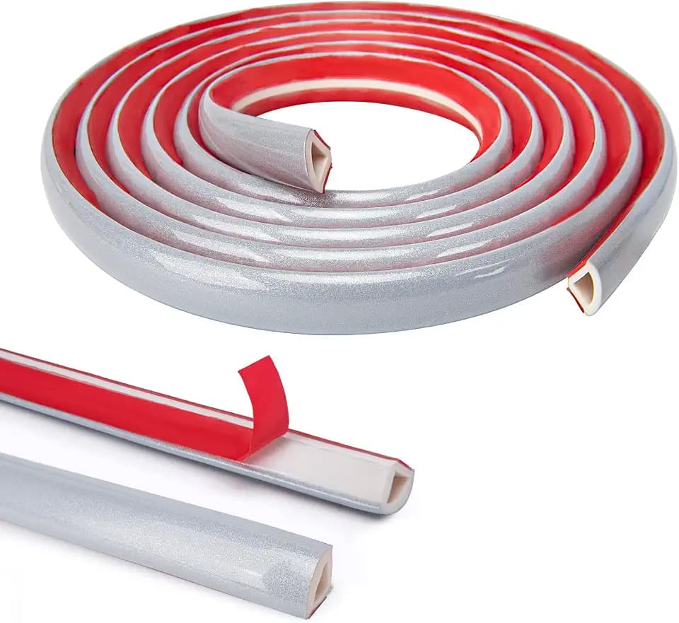 Art3d 10 ft Flexible Peel and Stick Wall Molding Trim Caulk Strip, Silver