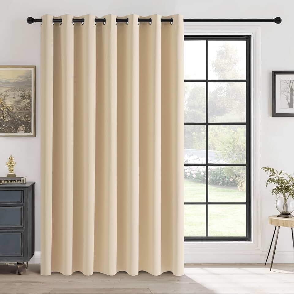 RYB HOME Room Darkening Sliding Door Curtain Thermal Insulated for Patio