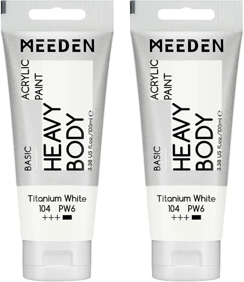 MEEDEN Titanium White Acrylic Paint: 100ml/3.38oz, 2 Pack