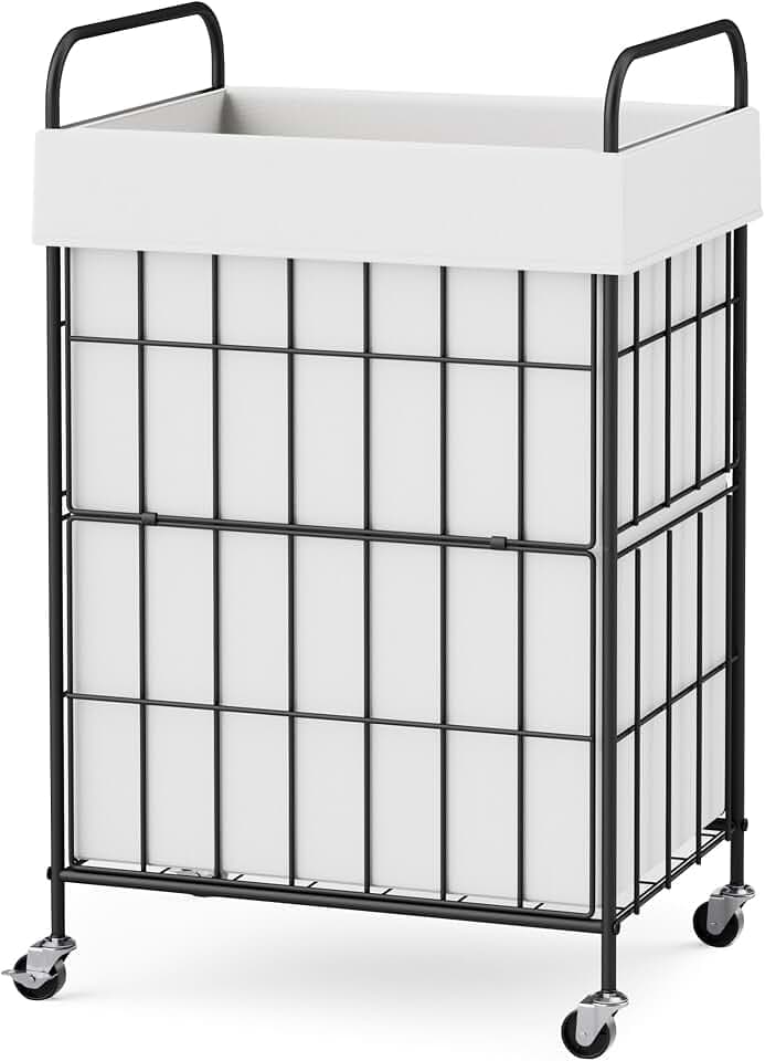 90L Laundry Hamper with Wheels, Laundry Basket with Handle and Liner Bag