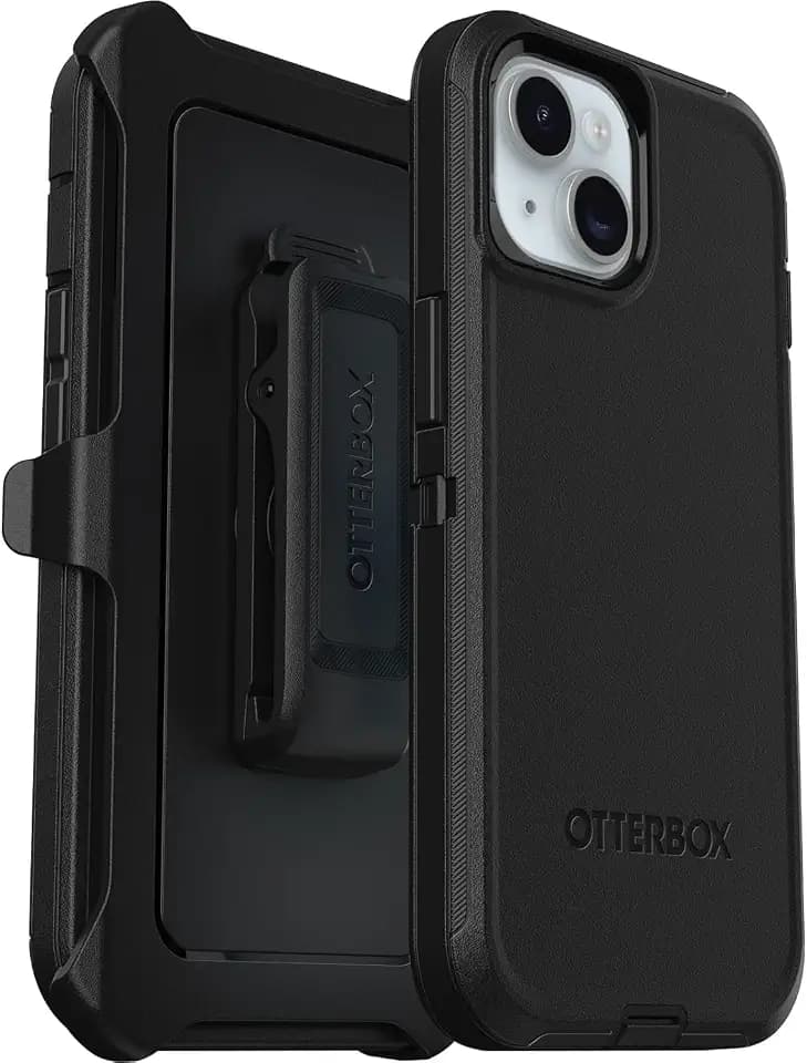 OtterBox iPhone 15, iPhone 14, & iPhone 13 (Only) - Defender Series Case - Black - Screenless - Rugged & Durable - with Port Protection - Holster Clip Includes - Non-Retail Packaging