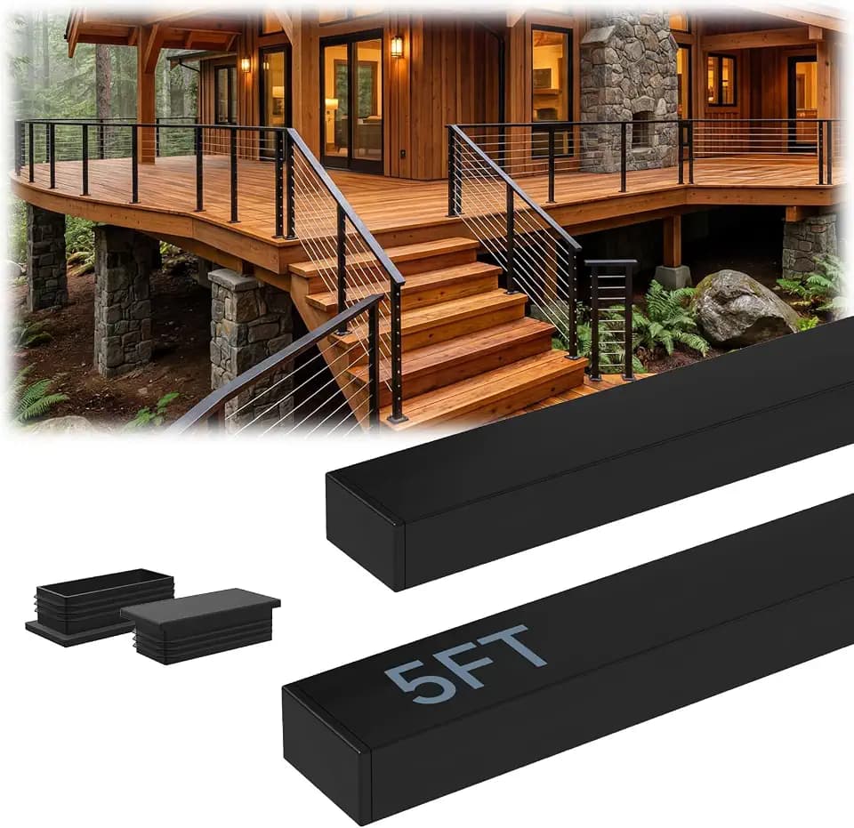 5FT Modular Stainless Steel Black Handrail, 2.36" W x 1.18" H