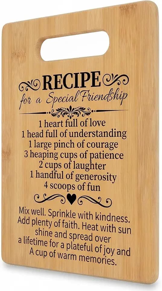 Bamboo Cutting Board for Best Friends, Friendship Gifts for Women, 12" x 7.7" Charcuterie and Cheese Board, Decorative Kitchen Gift for Birthday Christmas Thanksgiving
