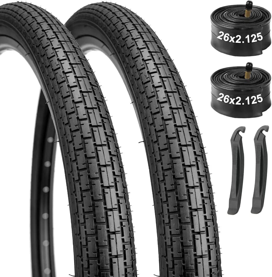 26×2.125 Inch Cruiser Bike Tire & Tube Set: Heavy-Duty Folding Replacement