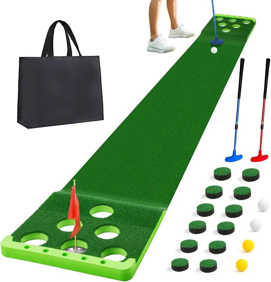 Golf Putting Game Set,Indoor Putting Green Mat with Front Border