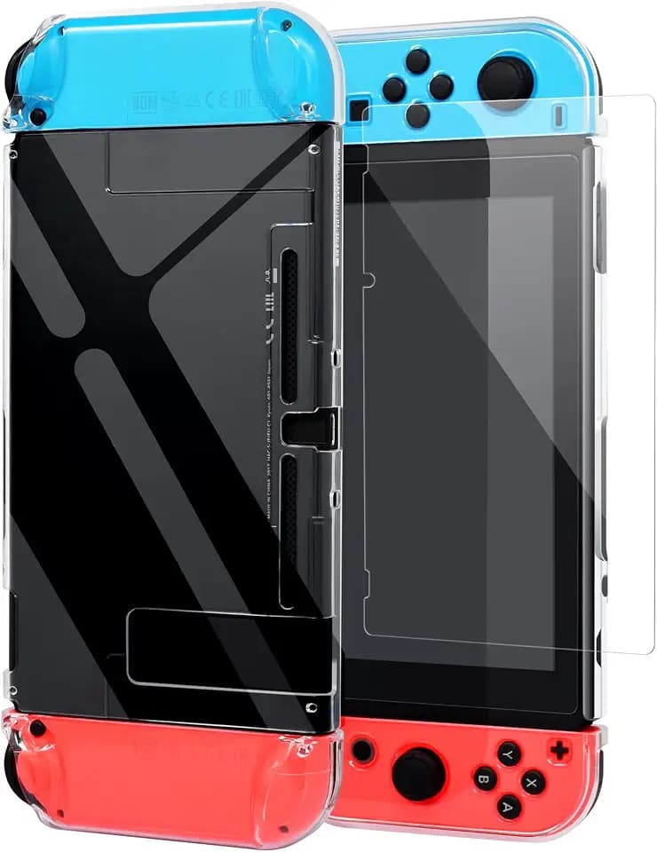 YUANHOT Andockbare Schutzhülle mit Displayschutz,verbesserte Version für Nintendo Switch Nintendo Switch Cover Klar