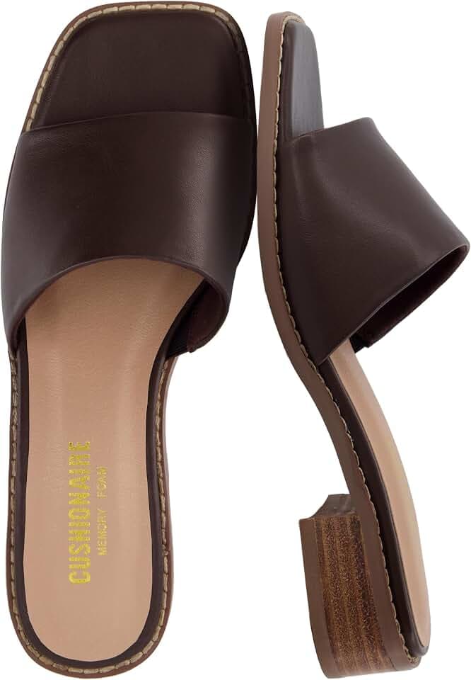 CUSHIONAIRE Women's Sage low block heel slide sandal +Memory Foam and Wide Widths Available