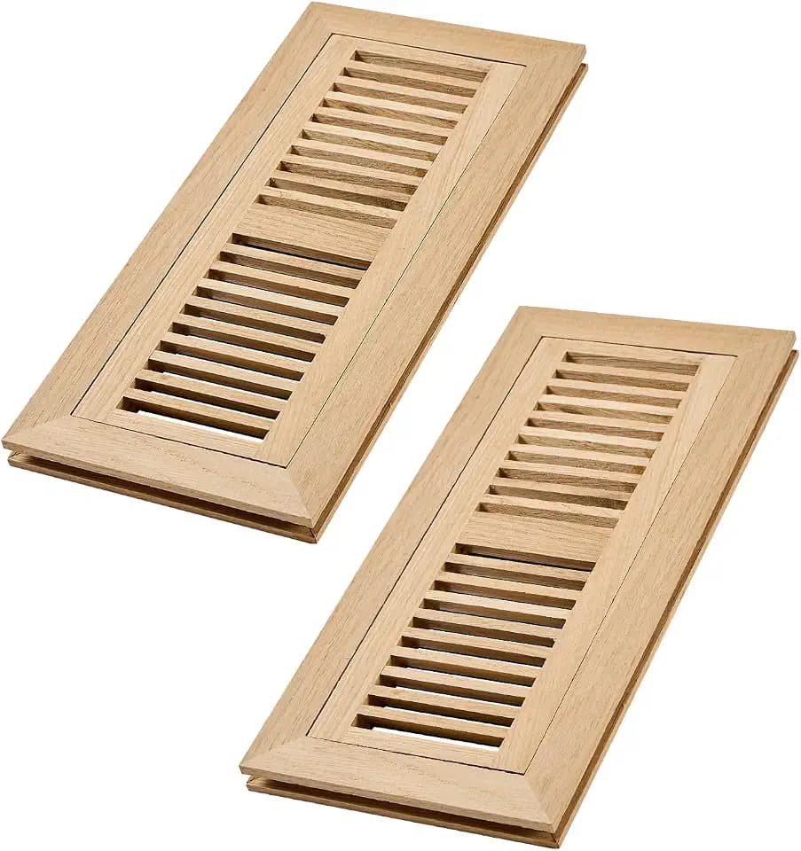 2 Pcs Pack White Oak Floor Register, Flush Mount Vent, 4x12 Inch,Unfinished
