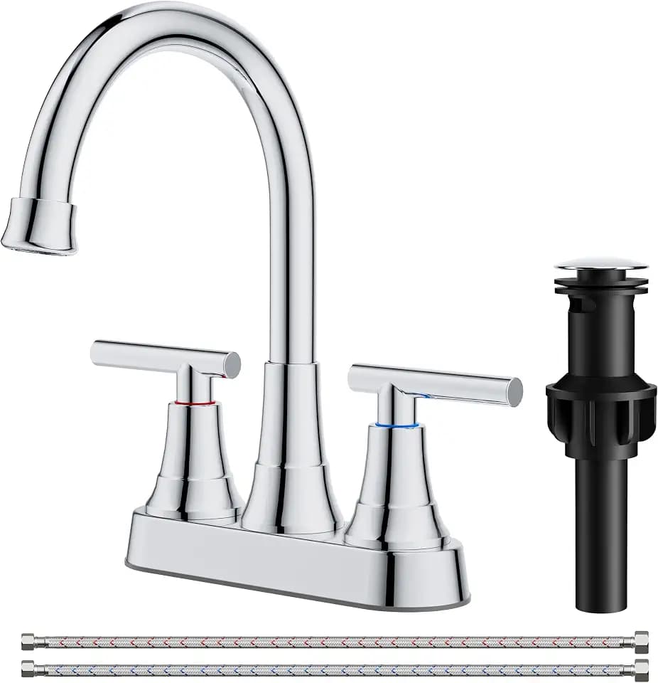 FORIOUS Chrome Bathroom Faucet Centerset, Chrome Faucet for Bathroom Sink