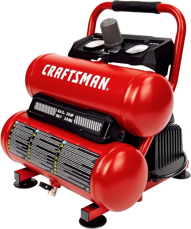 Craftsman 2-Gallon Air Compressor, 1/3 HP Oil-Free Twin Tank, 125 PSI