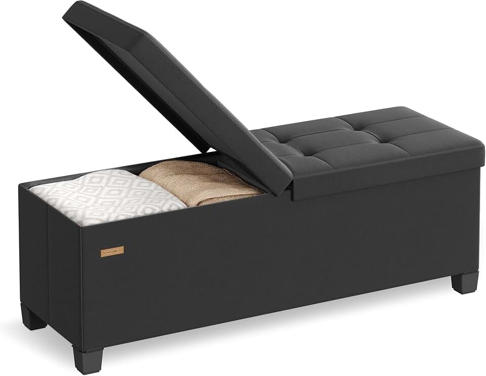 SONGMICS Storage Ottoman Bench with Legs, Flipping Lid, 43.3 Inches