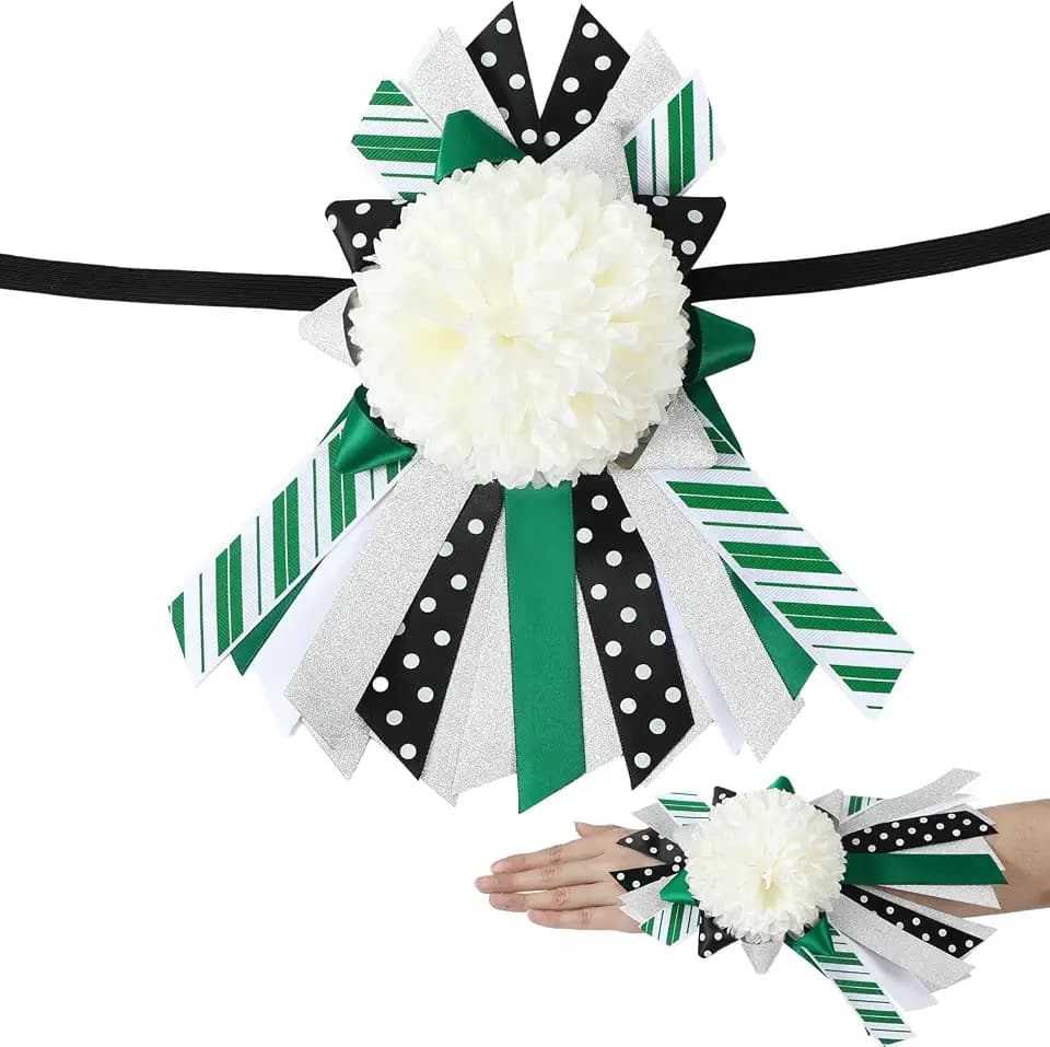 Homecoming Mum Supplies Green Wrist Corsage Ribbon Pom Flower