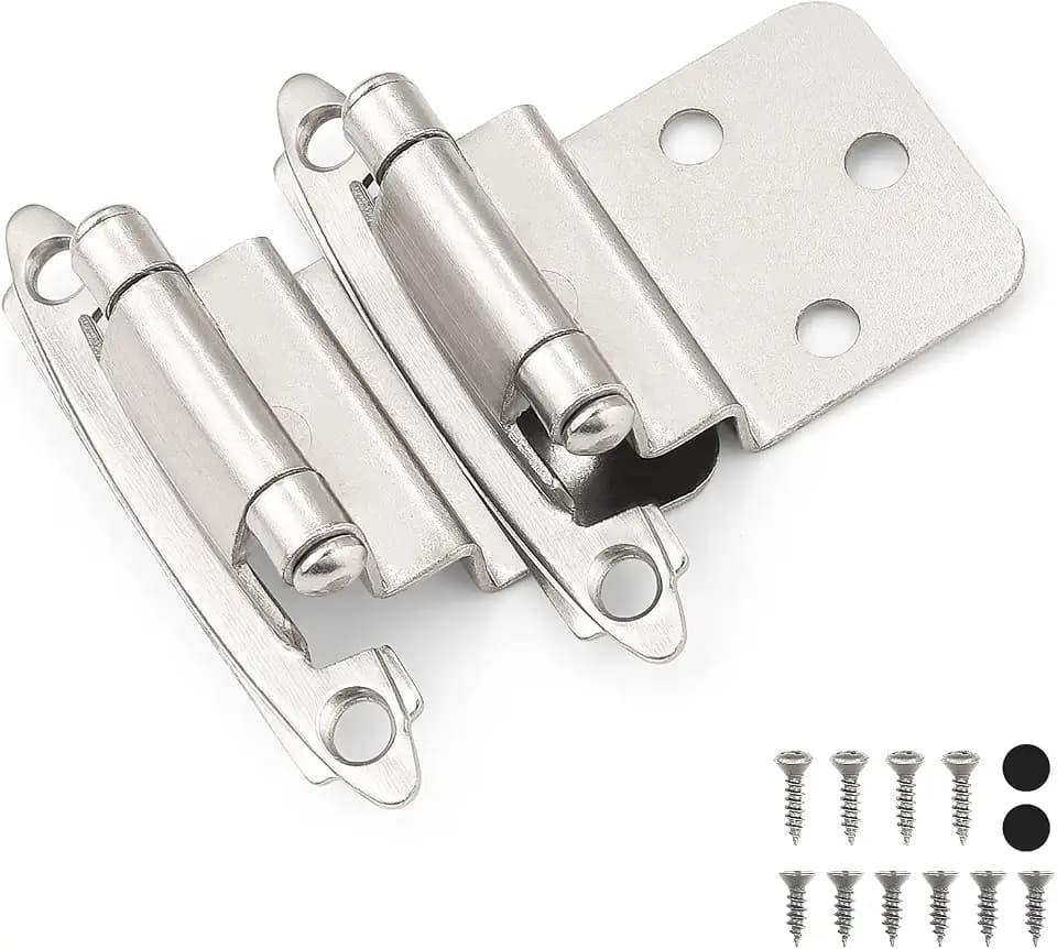 20 Pairs (40 Pack) 3/8 Inch Inset Cabinet Hinges, Satin Nicke Decorative Self Closing Flush Face Mount Hinges,Decorative Hardware Hinges for Kitchen/Bathroom/Furniture Cabinets & Doors