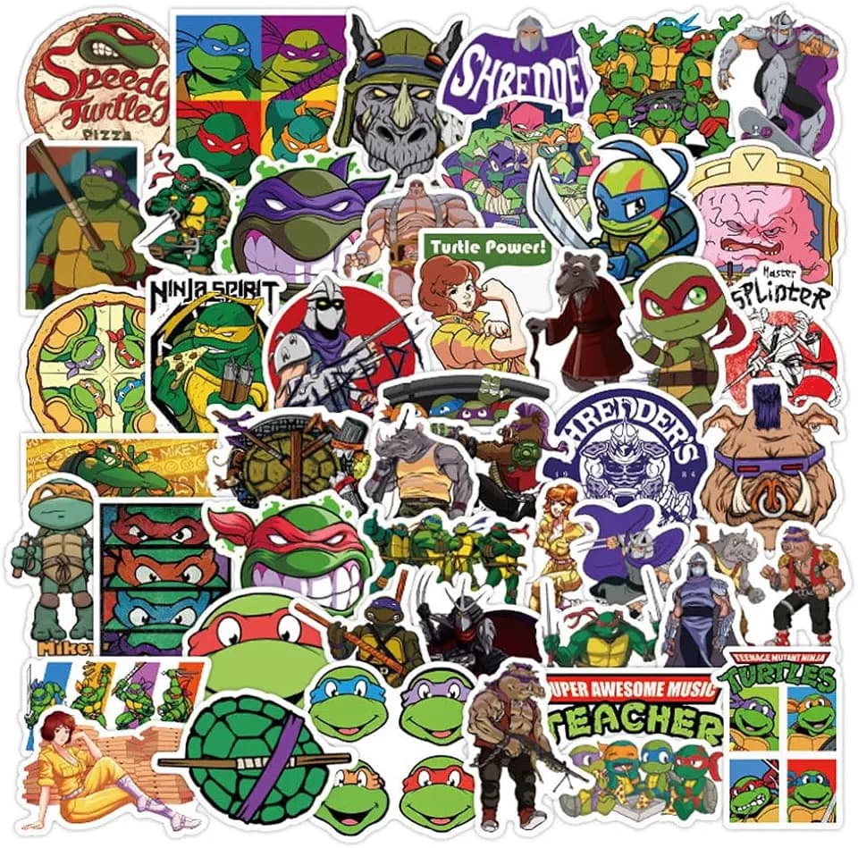 100 Stück Wasserfeste Vinyl Aufkleber für Wasserflaschen, Laptop, Skateboard, Ninja Turtles