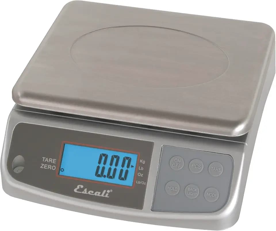 Escali M-Series NSF Certified Digital Kitchen & Industrial Scale, 66 lb Capacity, Dual Display, Spill-Proof, Stainless Steel