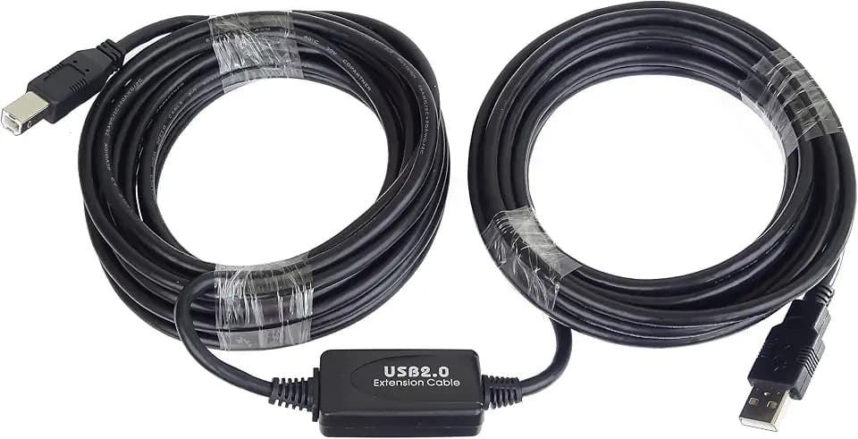 PremiumCord Aktives USB Verlängerungskabel mit Repeater 10m, USB A Stecker auf B Stecker, USB 2.0 High Speed Kabel, 2x Geschirmt, AWG20/28, Farbe schwarz, Länge 10m