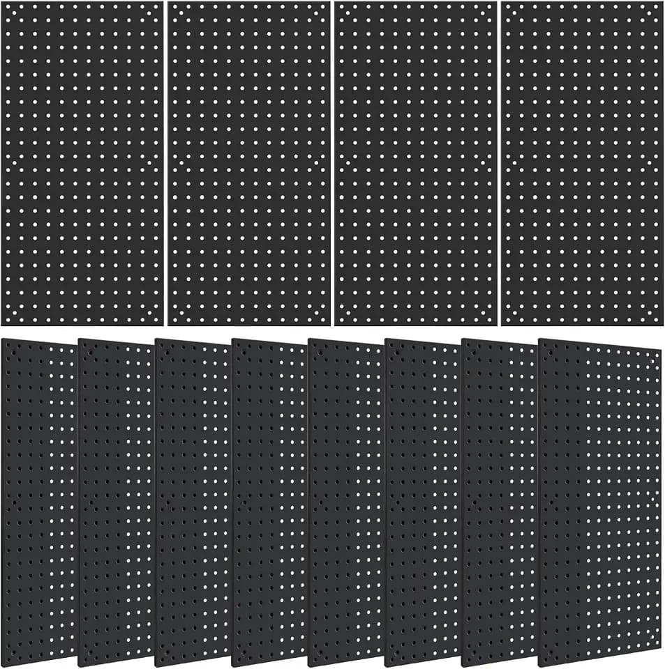 12 Pack 12-Inch X 24-Inch Metal Pegboard Wall Panels, Peg Boards for Garage Tool Storage (Black)