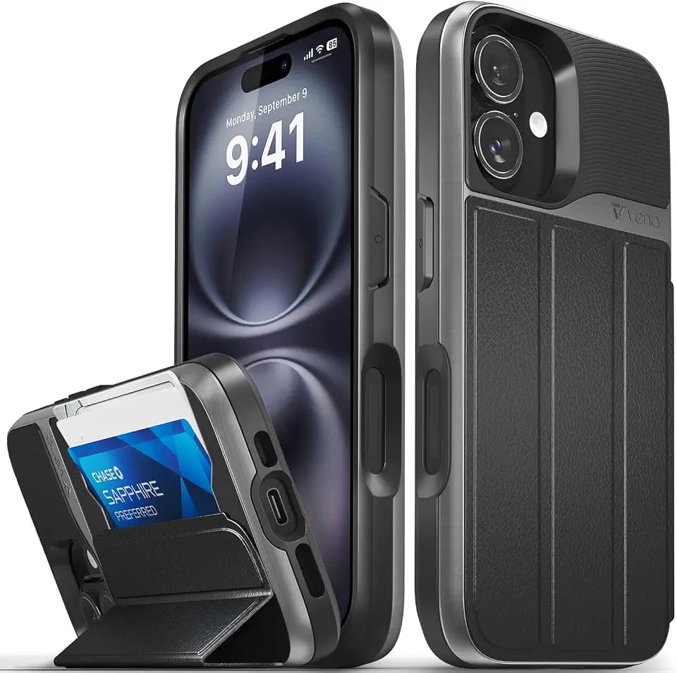 VENA vCommute for iPhone 16 Wallet Case, Black
