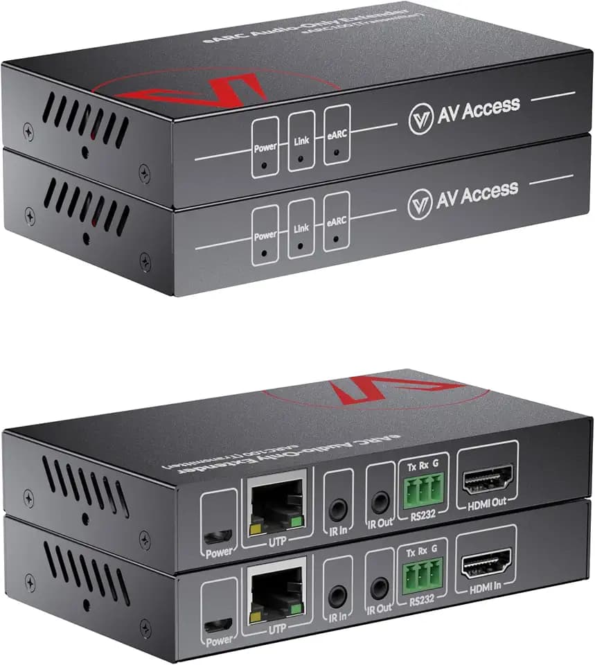 AV Access eARC & ARC Audio Extender über Cat 5e/6/6a/7 Ethernet Kabel bis zu 100m/330ft, Audio Extender mit 2-Way IR, RS232 & CEC, Ideal für Heimkino