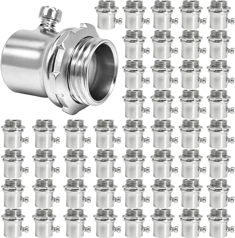 EMT Set Screw Connector 1/2 Inch, 50 Pack – Die-Cast Zinc Electrical Conduit Fitting for EMT Conduit, Secure Lock Connection, Indoor & Outdoor Electrical Installation