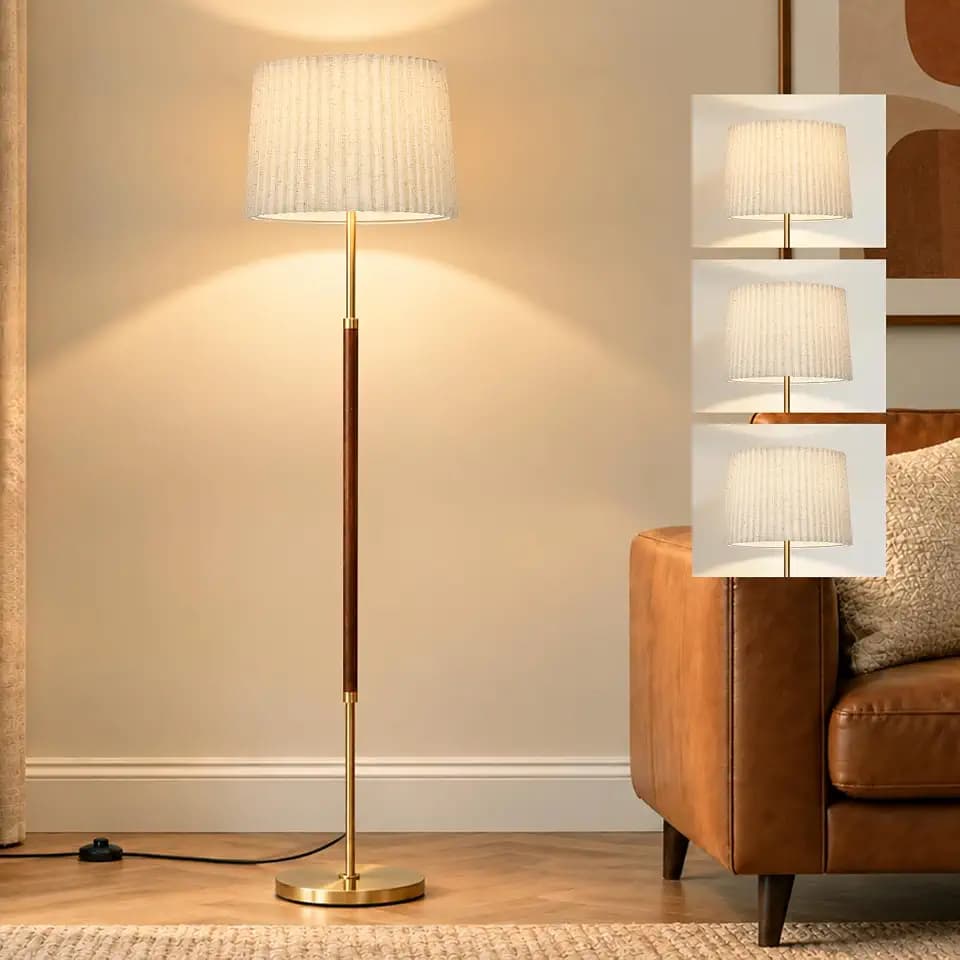 Cinyirong 65 Inch Tall Gold Vintage Floor Lamp for Living Room & Bedroom
