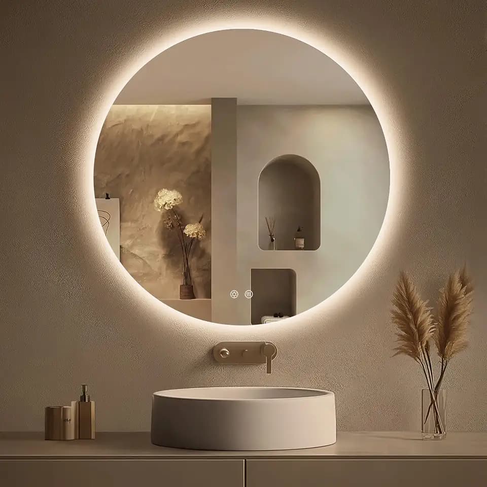 LOVESPEJO Round Backlit Mirror Bathroom 30", Circle LED Mirror for Bathroom