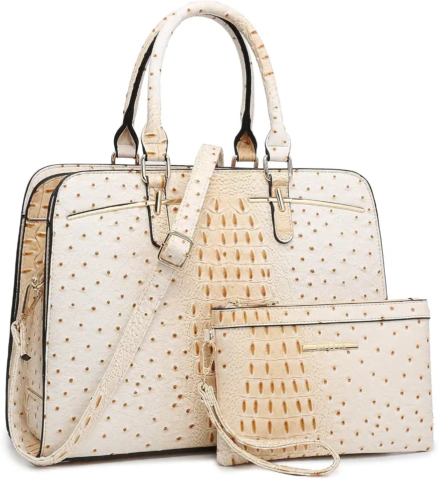 Women Handbag Wallet Tote Shoulder Hobo Bag Top Handle Satchel Purse Set 2pcs with 3 Compartments