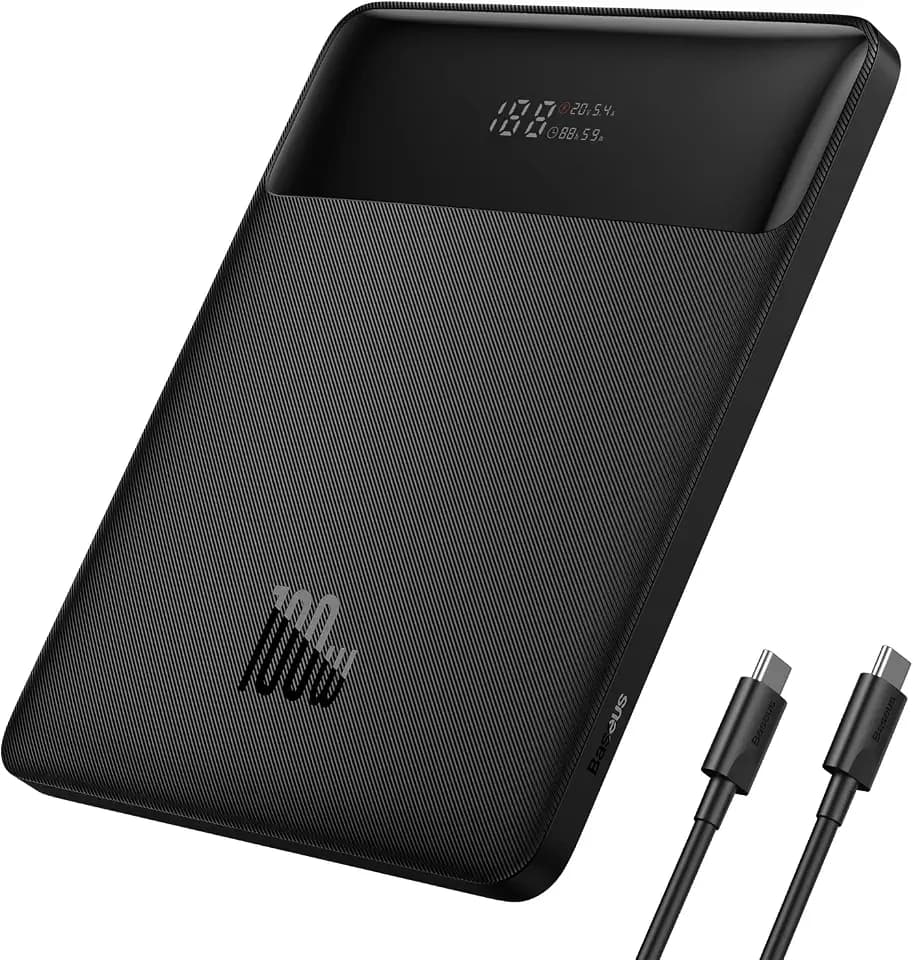 Baseus Power Bank, Powerbank 20000mah 100W Slim Laptop Powerbank USB C Digitalanzeige Schnelllade Externe Handyakkus für Laptop, MacBook Air, Dell, IPad, HP, iPhone, Samsung, Switch, ROG Ally