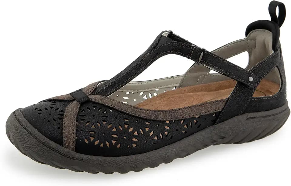 JBU Women's Daffodil Comfort Casual Mary Jane T-Strap Flats