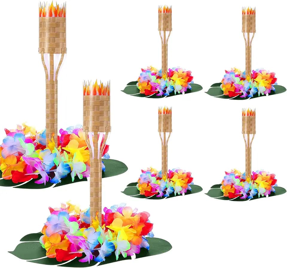 Soulchen 6 Set Hawaiian Party Centerpieces Tiki Torch Summer Table Decor