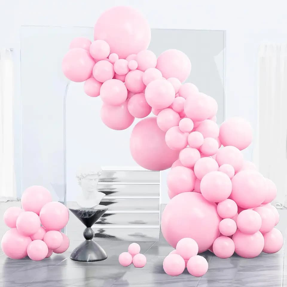 PartyWoo Baby Pink Balloons 123pcs Pastel Pale Light Pink Different Sizes