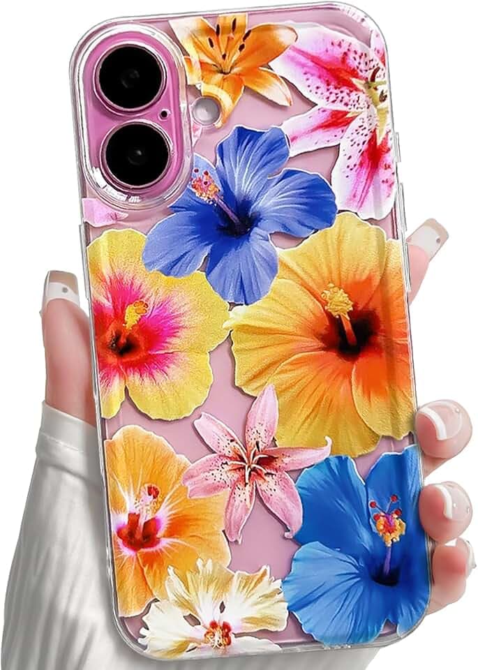 Lovmooful for iPhone 16 Case Cute Hibiscus Flower-Tropical Flower