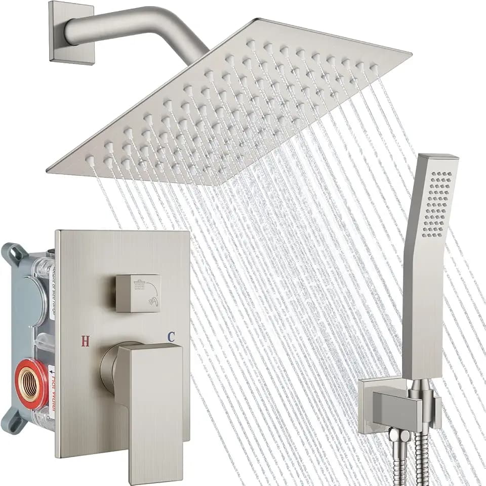 Midanya Shower Faucet Set with Handheld Sprayer,8 Inch,Brushed Nickel