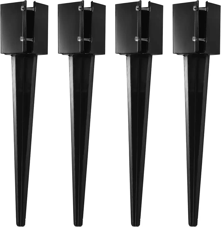 4Pcs 24" Heavy Duty 4x4 Fence Post Anchor Ground Spike Metal Black Powder Coated - Mailbox Post Anchors. Length: 24 inches, Outer Dimension: 4” x 4” (Fit 3.5” x 3.5” Square Wood Post)