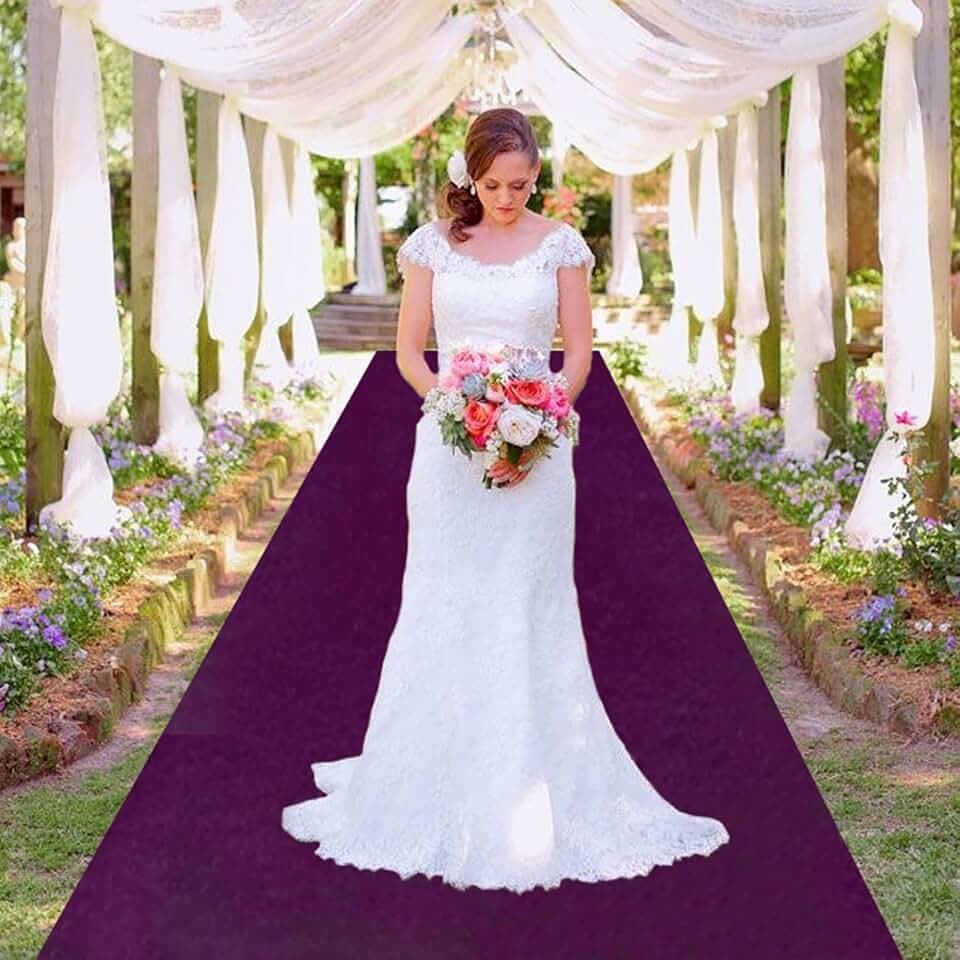 MODFUNS Royal Purple Aisle Runner for Wedding Ceremony Velvet Fabric Aisle Runners 4x20FT Wedding Carpet Runway Rug Include Carpet Taps Classic Bride Aisle Runners for Party Reception Anniversary