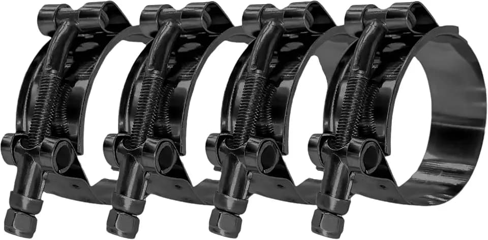 BOTTEN 4 Pack 1.75" Stainless Steel T-Bolt Hose Clamps - Clamp Range 51-59mm for 1.75 Hose ID (Black) - Durable and Reliable Hose Clamps for Secure Connections"