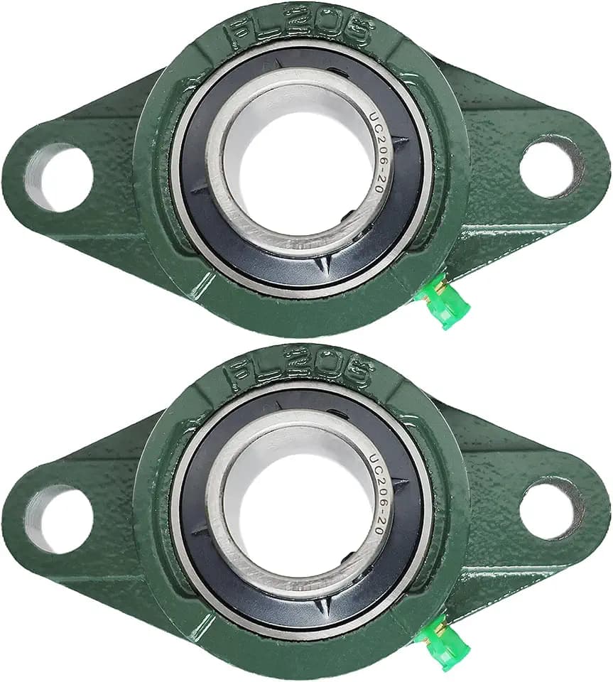 2 Pack UCFL206-20 Pillow Block Bearing – Flange 2 Bolt Mounted Pillow Block Bearings – Bearing Steel Bearings with 1-1/4" Bore - Self-aligning Bearings with Solid Cast Iron Base
