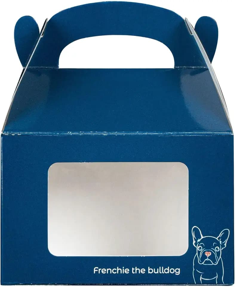 Restaurantware Gable Gift Boxes 25 Pack of 4 x 2.5 x 2.5 Inch Paper Cardboard Favor Boxes With Built-In Handle Frenchie For Weddings, Baby Showers
