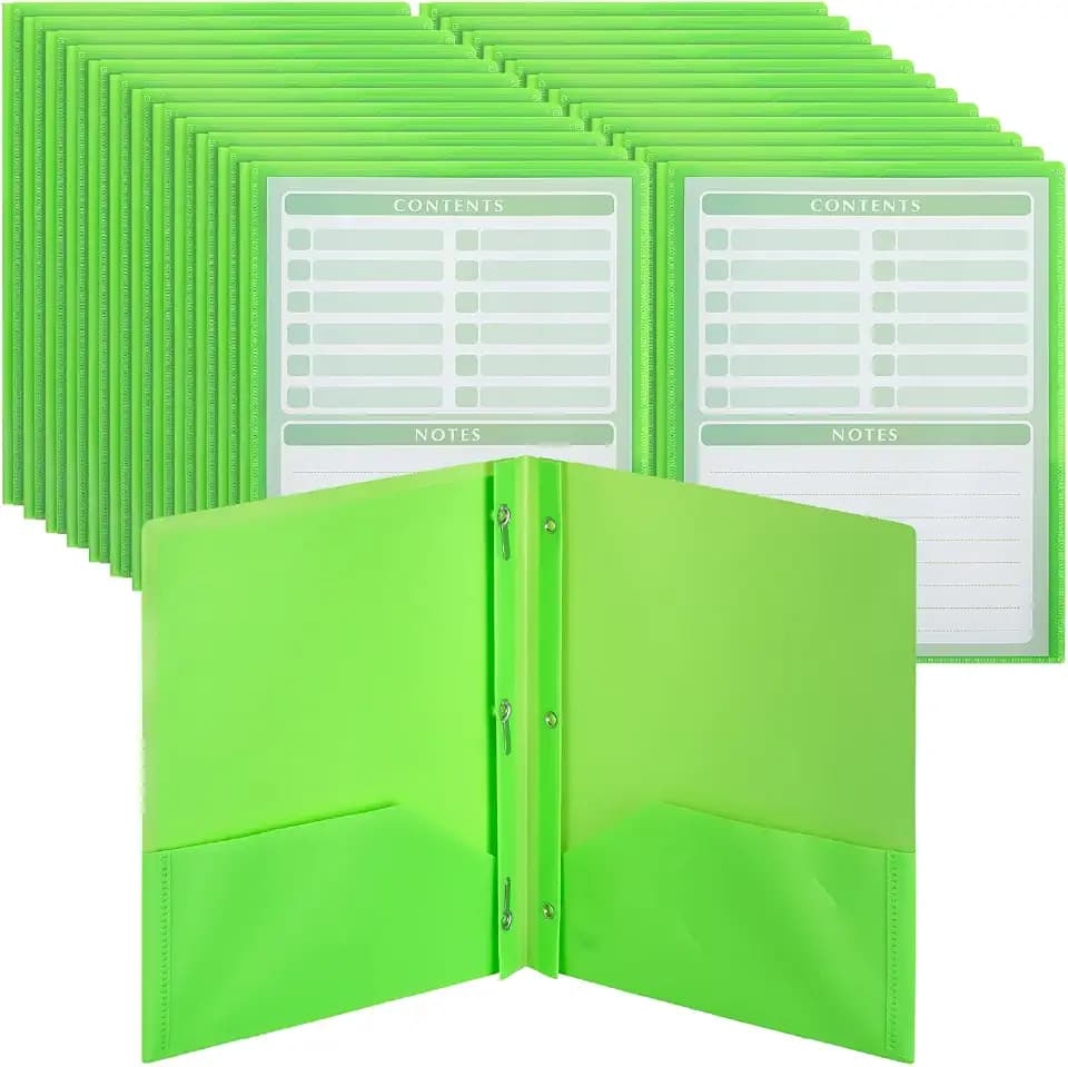 Mr. Pen- Bulk Plastic Folders with Pockets and Prongs, 24 Pack, Letter Size