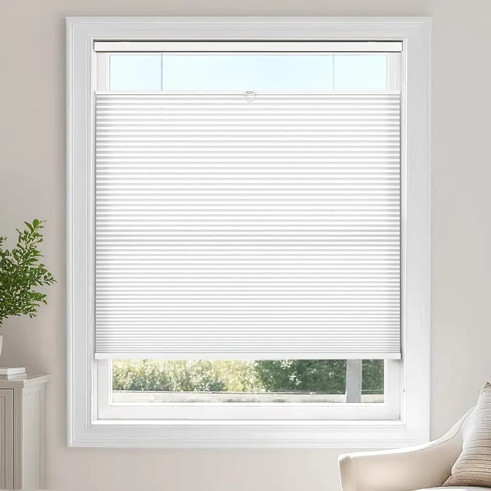 LazBlinds TDBU Cellular Shades, Light Filtering-White, 22" W x 64" H