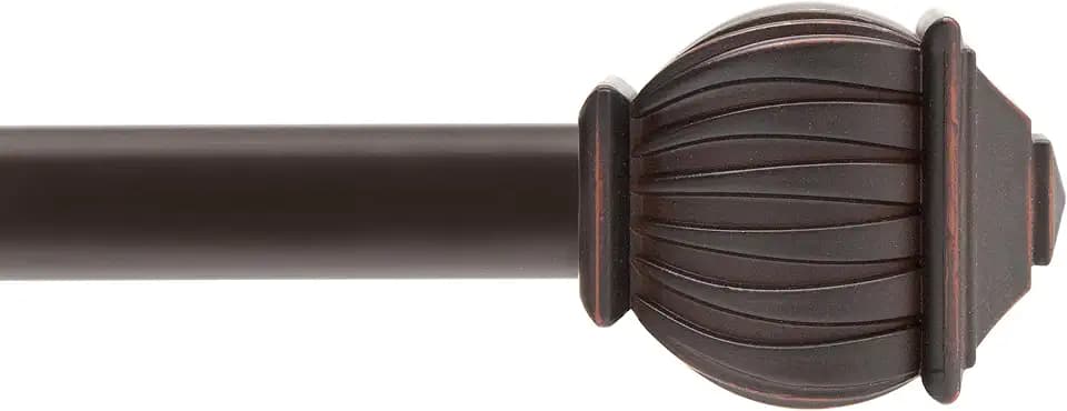 Kenney KN71713 Beckett Soft Square End Standard Decorative Window Curtain Rod, 48-86" Adjustable Length, Weathered Brown Finish, 5/8" Diameter Steel Tube, 1-Pack