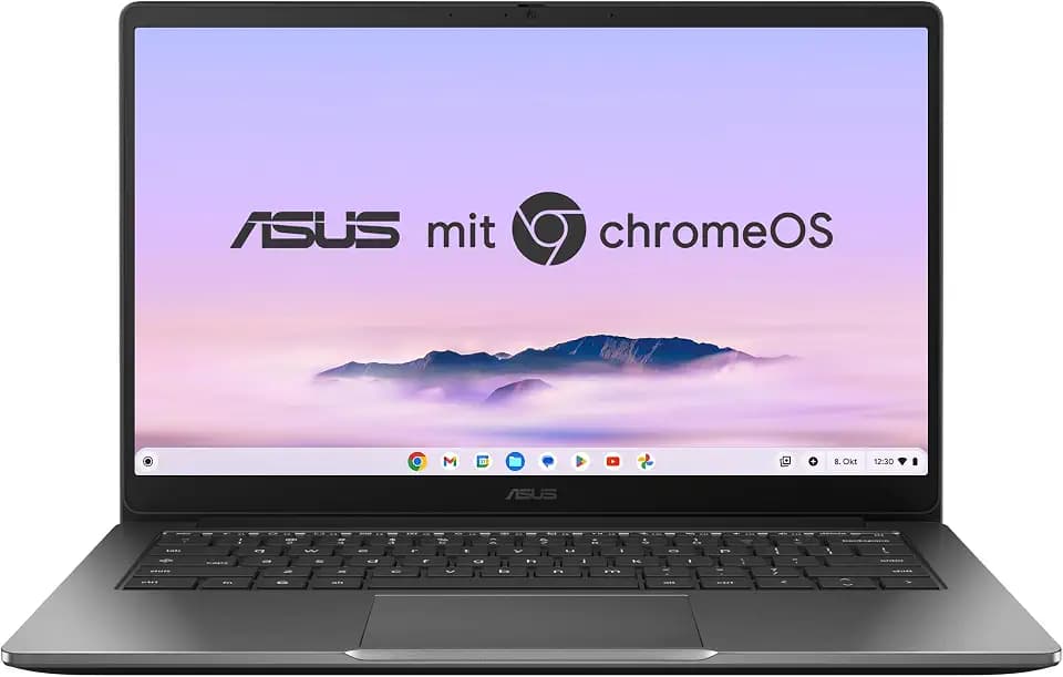 ASUS Chromebook Plus CX14 CX1405CTA Laptop | 14" FHD 16:9 IPS Display | Intel Core 3-N355 | 8GB RAM | 128GB eMMC | Intel UHD | ChromeOS | QWERTZ | Rock Grey (AC Adapter Sold Separately)