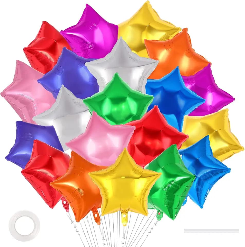 20 Pcs Star Balloons,18 Inch Mixed Color Star Foil Balloons,Stars Shaped Balloon Mylar Helium Balloon for Birthday Party Anniversary Wedding Baby Shower Decorations (Mixed Color)