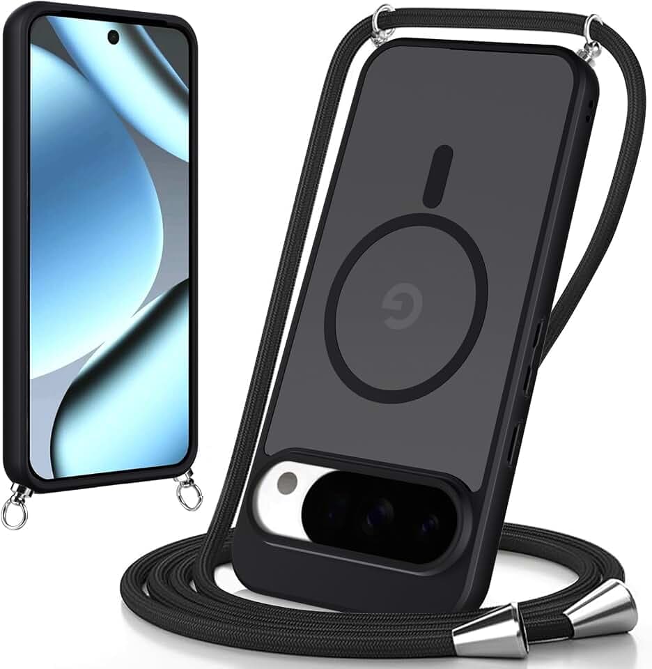 Coiwxmoi Magnetisch Handyband Hülle mit Band für Google Pixel 10, Schwarz