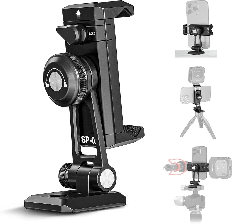 NEEWER Metall Handy Stativ Halterung Adapter mit Arca QR Basis, Cold Shoe
