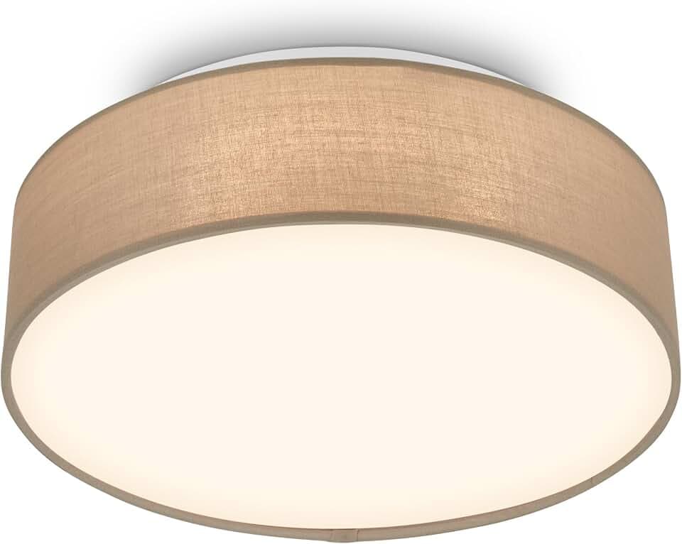 BRILONER - LED Deckenlampe mit Stoffschirm, Warmweißes Licht, 30cm, Taupe