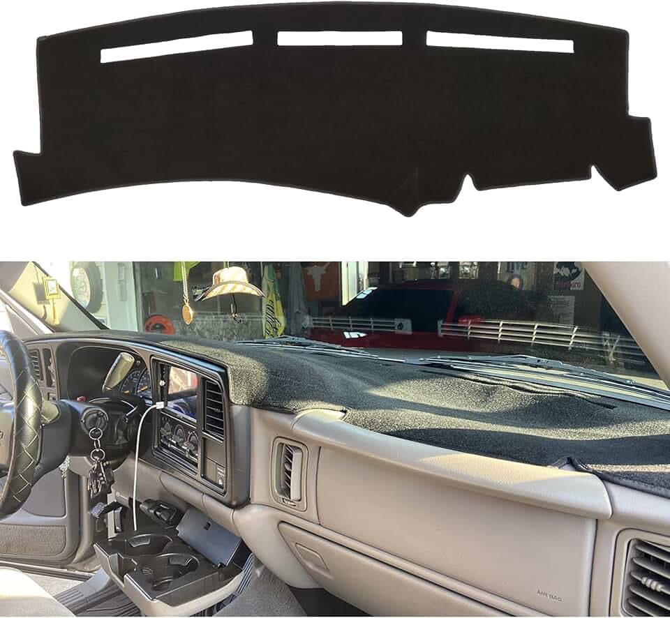 HanLanKa Armaturenbrett-Abdeckung, passgenau für 1999–2006 GMC Sierra/Chevy Chevrolet Silverado, 2000–2006 GMC Yukon XL/Chevy Suburban Tahoe Avalanche, Armaturenbrett-Mattenpolster (schwarz)