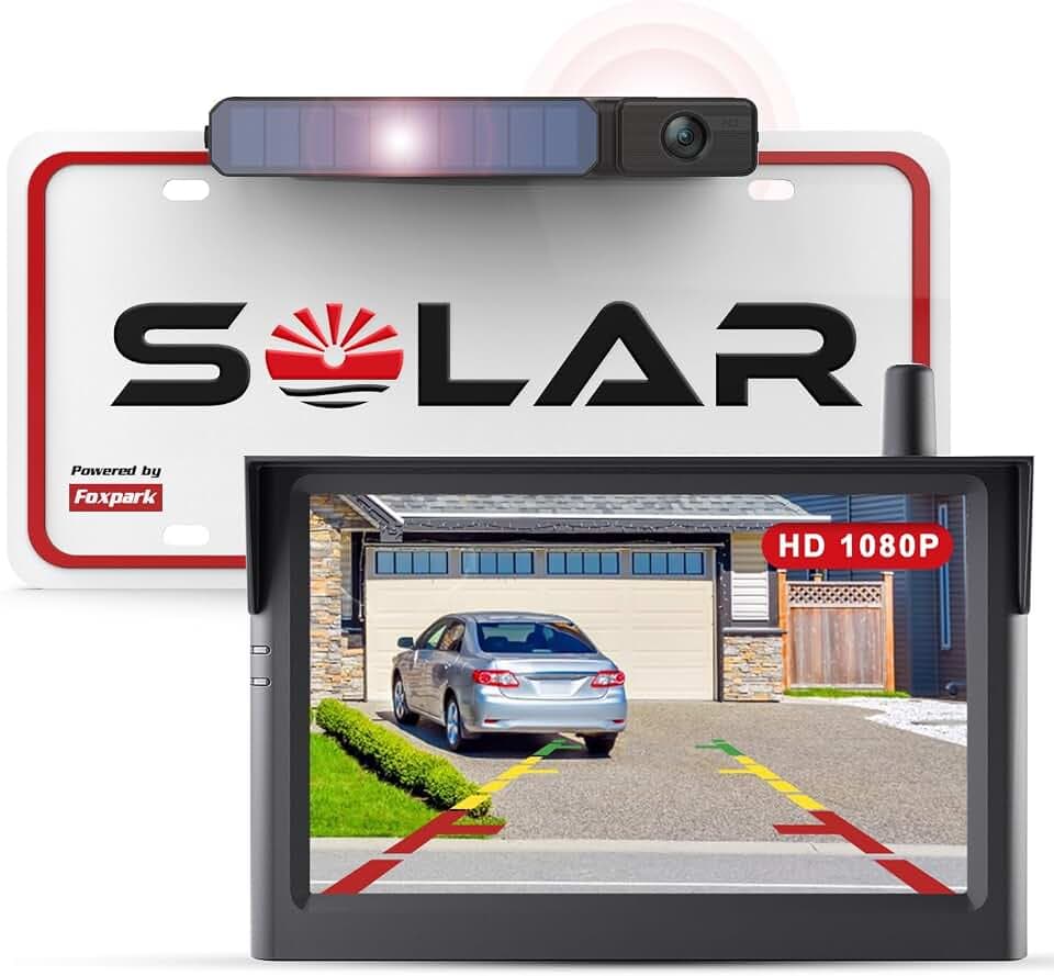 Foxpark Solar Kabellos Digital Rückfahrkamera Set mit 5" Monitor 1080P